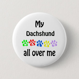 Dachshund Walks Design 6 Cm Round Badge