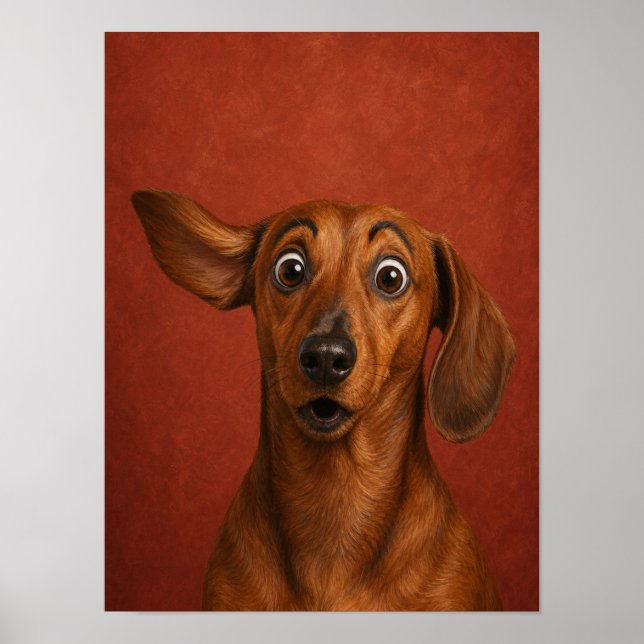 Dachshund Wall Art — Surprised Funny Painterly (Front)