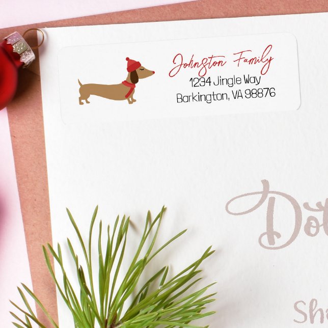 Dachshund Warmest Wishes Christmas  (Snuggle winter Christmas dachshund vibes with a cutie to accompany your holiday card sending.)