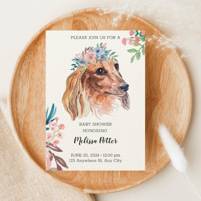 Dachshund Watercolor Baby Shower Invitation (Creator Uploaded)