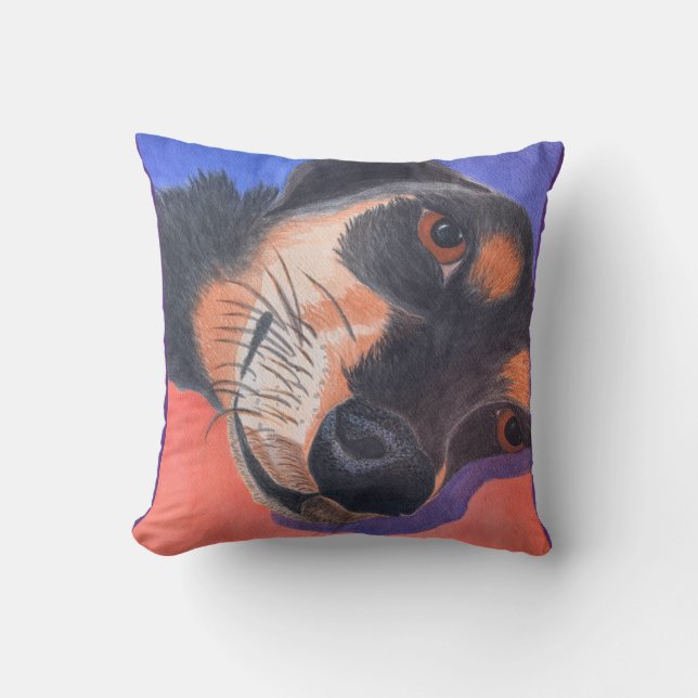 Dachshund Watercolor Cushion (Front)