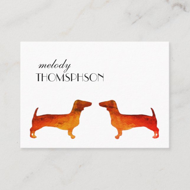 Dachshund  Watercolor Custom Business Card (Front)
