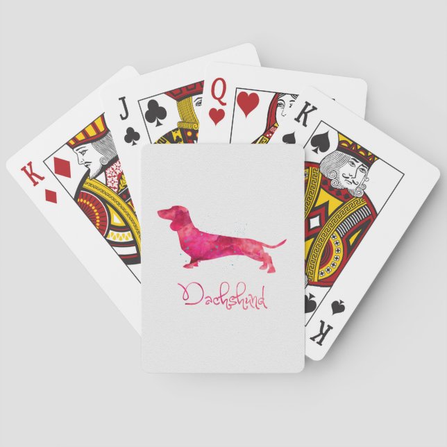 Dachshund - Watercolor Design Playing Cards (Back)