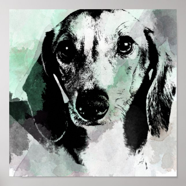 Dachshund Watercolor Print. Poster (Front)