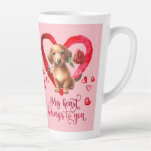 Dachshund Watercolor Valentines Day Latte Mug