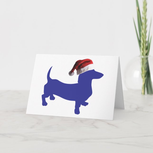Dachshund wearing a Santa Claus hat Card (Front)