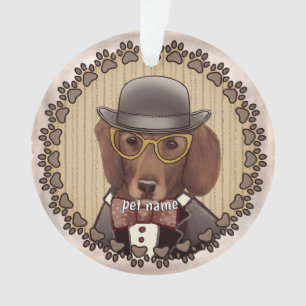 Dachshund wearing glasses Ornament