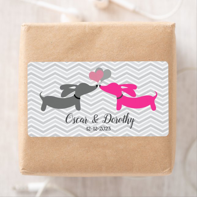 Dachshund Wedding Gift Tag Labels Personalise   (Insitu)