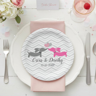 Dachshund Wedding Personalise Paper Plates