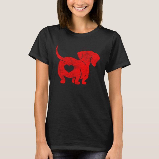 Dachshund Weenie Dog Lover Valentines Day For Wome T-Shirt (Front)