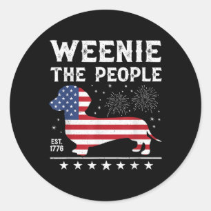 Dachshund Weenie The People Funny American Flag 4t Classic Round Sticker