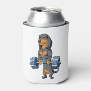 Dachshund Weightlifting Can Cooler