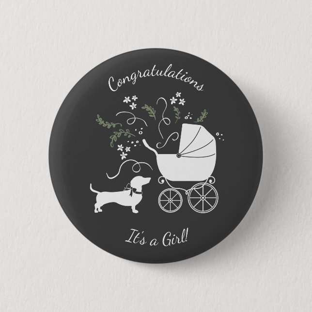 Dachshund Weiner Dog Baby Shower 6 Cm Round Badge (Front)