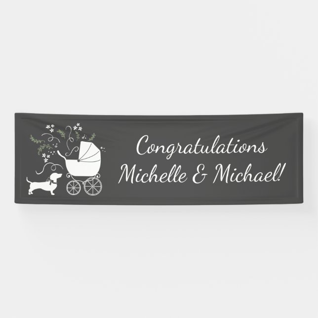 Dachshund Weiner Dog Baby Shower Gender Neutral Banner (Horizontal)