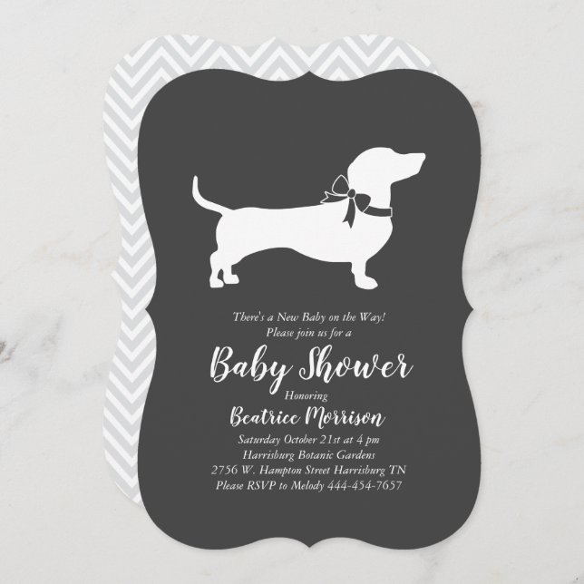 Dachshund Weiner Dog Baby Shower Gender Neutral Invitation (Front/Back)