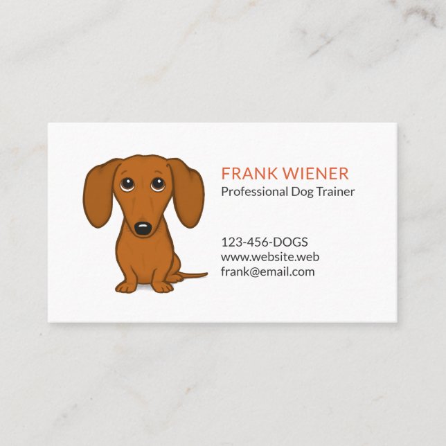 Dachshund | Weiner Dog | Cute Doxie Cartoon Dog Business Card (Front)