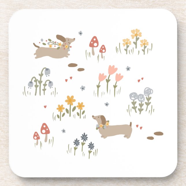 Dachshund Weiner Dog Lovers Wildflower Kitchen Coaster (Front)