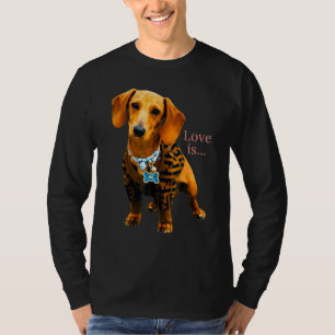 Dachshund  Weiner Dog Mum Dad Love Doxie Puppy Cut T-Shirt