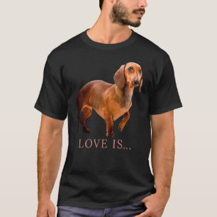 Dachshund  Weiner Dog Mum Dad Love Doxie Puppy Cut T-Shirt