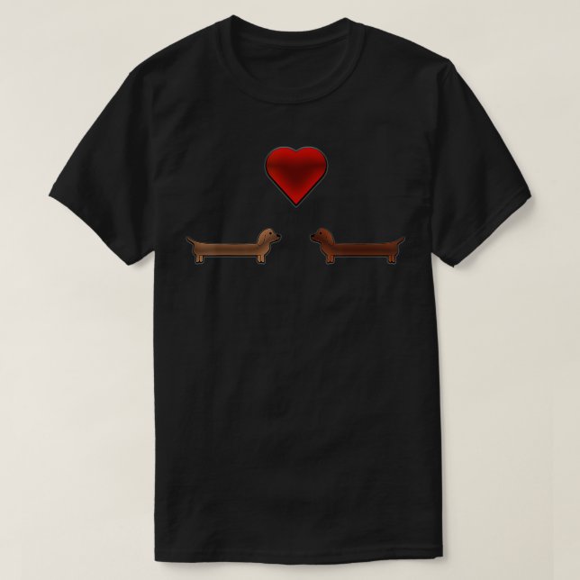 Dachshund (Weiner Dog) Puppy Valentine's Day Love  T-Shirt (Design Front)