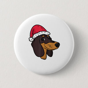 Dachshund Weiner Dog Santa Christmas 6 Cm Round Badge