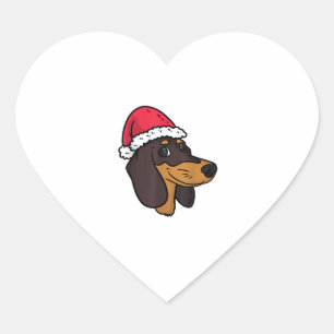 Dachshund Weiner Dog Santa Christmas Heart Sticker