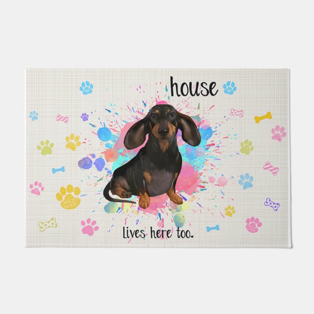 Dachshund Welcome Doormat, Cute Welcome Mats (Front)