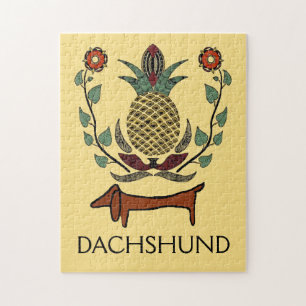 Dachshund Welcome Pineapple, edit text Jigsaw Puzzle