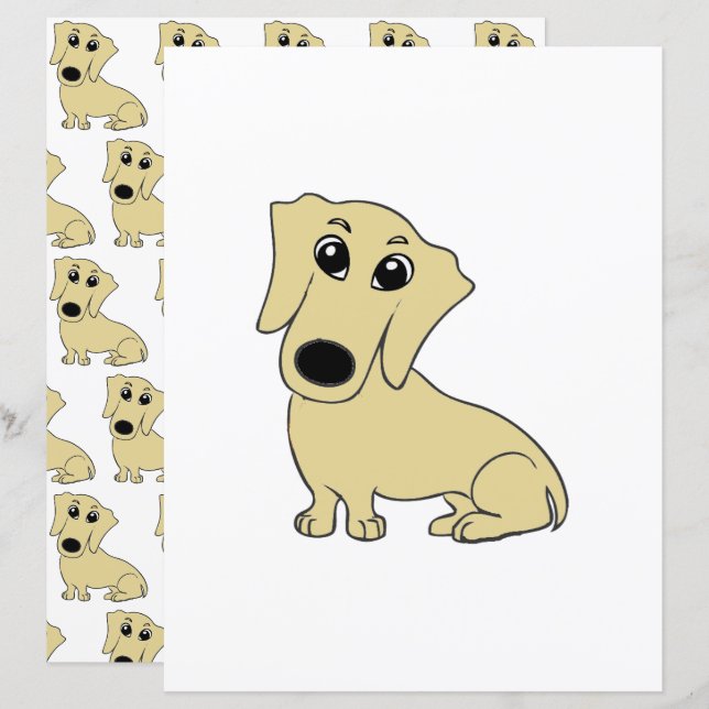 dachshund wheaton cartoon scrapbook paper (Front/Back)
