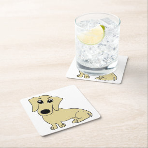 dachshund wheaton cartoon square paper coaster