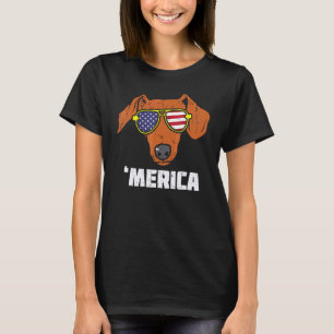 Dachshund Wiener American Usa Flag 4th Of July Fou T-Shirt