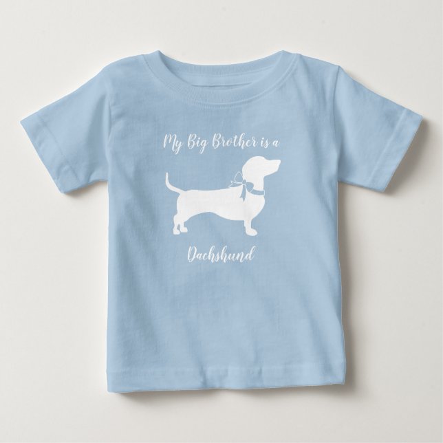 Dachshund Wiener Dog Baby Shower Blue Boy Baby T-Shirt (Front)