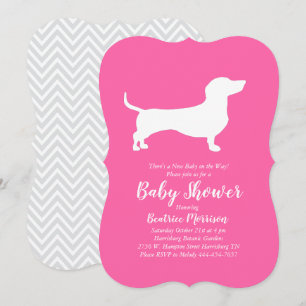 Dachshund Wiener Dog Baby Shower Pink Girl Invitation