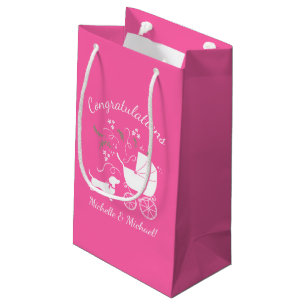 Dachshund Wiener Dog Baby Shower Pink Girl Small Gift Bag