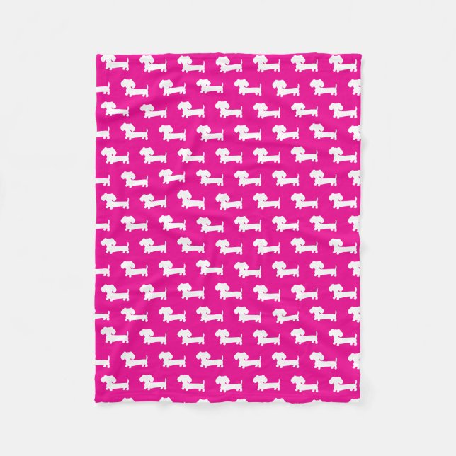 Dachshund Wiener Dog Blanket Hot Pink (Front)