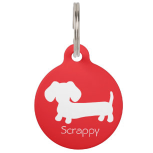 Dachshund Wiener Dog Bright Red ID Dog Tag