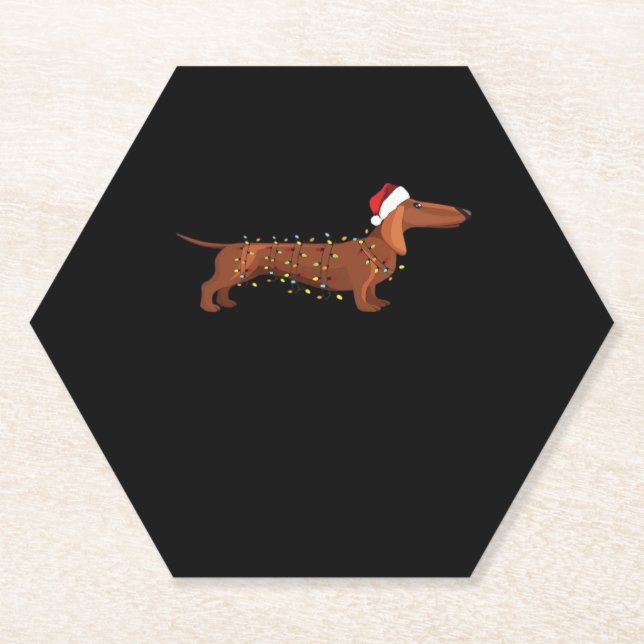 Dachshund Wiener Dog Christmas Light Essential T-S Paper Coaster (Front)