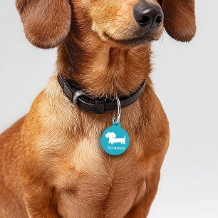 Dachshund Wiener Dog ID Dog Tag Teal