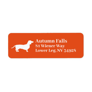 Dachshund Wiener Dog   Orange Return Address Label