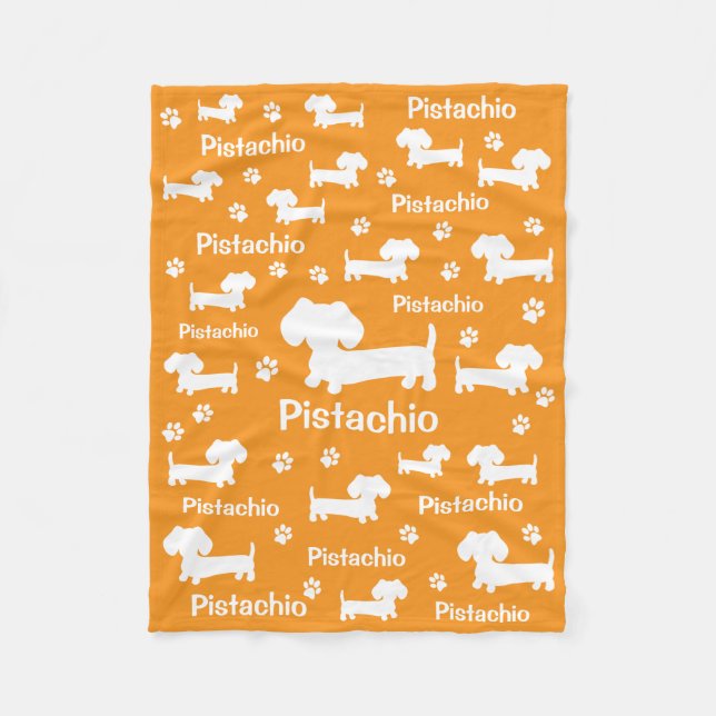 Dachshund Wiener Dog Personalised Blanket Orange (Front)
