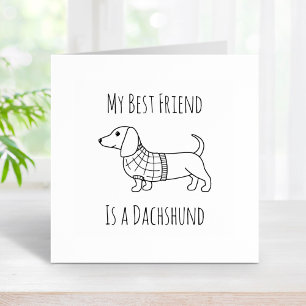 Dachshund Wiener Dog Plaid Sweater Quote 2 Rubber Stamp