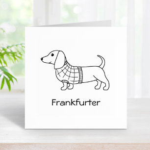 Dachshund Wiener Dog Plaid Sweater Rubber Stamp