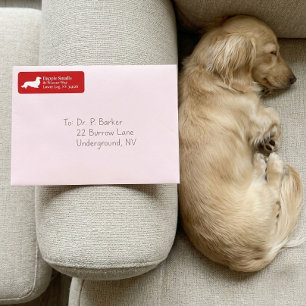 Dachshund Wiener Dog   Red Return Address   Label