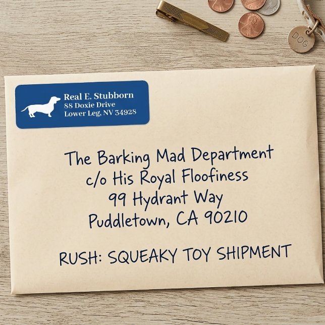 Dachshund Wiener Dog | Royal BlueLabel (Dachshund Blue Return address Label)