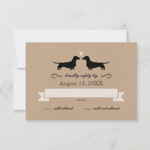 Dachshund Wiener Dog Silhouettes Wedding RSVP Card
