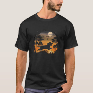 Dachshund Wiener Dog Sunset Garden Nature Vintage T-Shirt