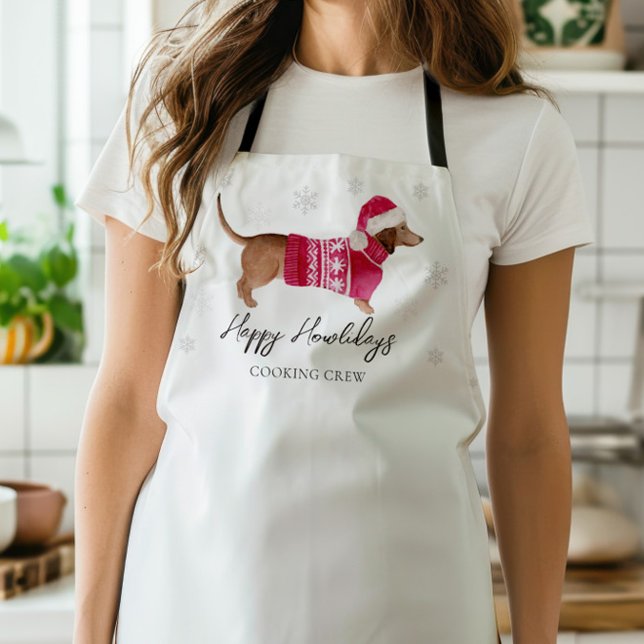 Dachshund Wiener Dog Winter Holiday Apron (Creator Uploaded)