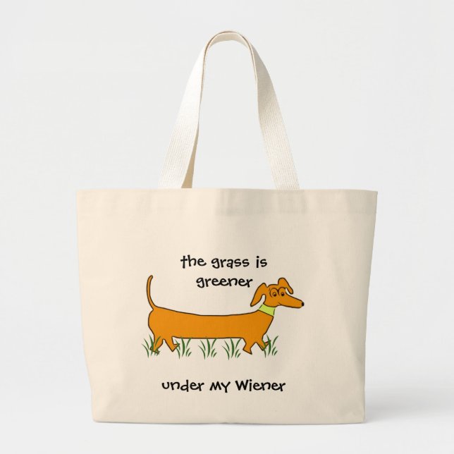 Dachshund Wiener Large Tote Bag (Front)
