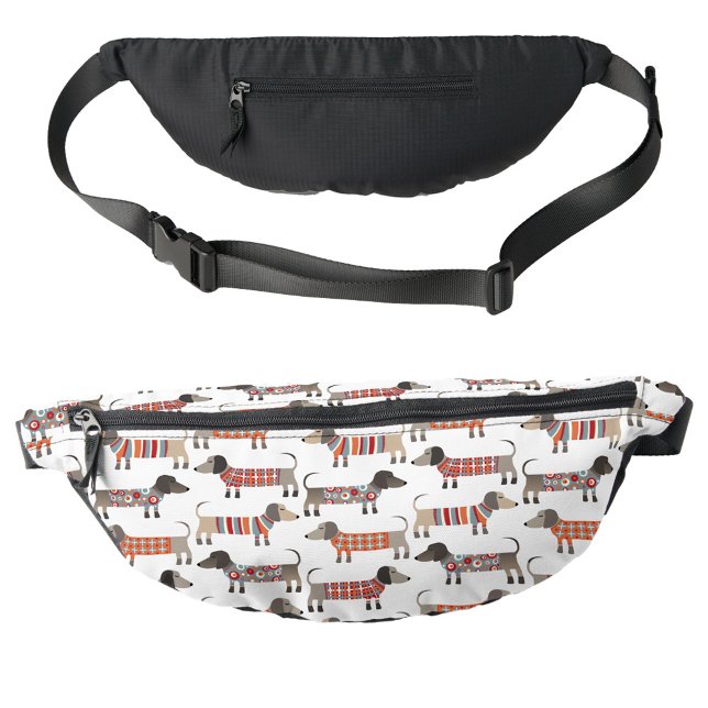 Dachshund Wiener Sausage Dog Bum Bags (Fun Dachshund Wiener Sausage Dog pattern fanny pack)