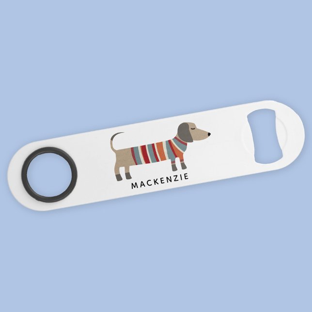 Dachshund Wiener Sausage Dog Personalised (Fun Dachshund Wiener Sausage Dog personalized custom name bar key bottle opener)